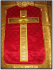 Roman Vestment Red Greek Cross fabric